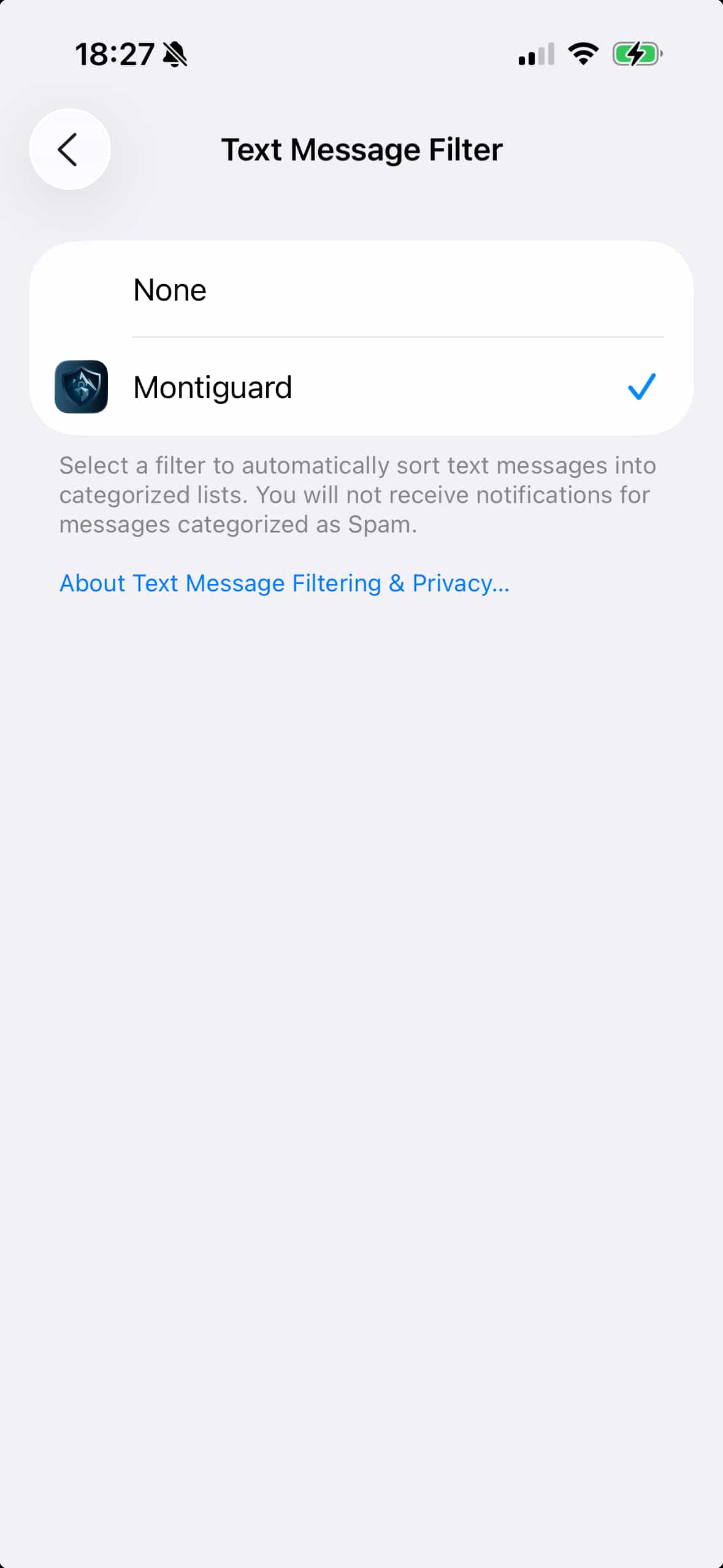 Checkmark next to MontiGuard confirming successful setup